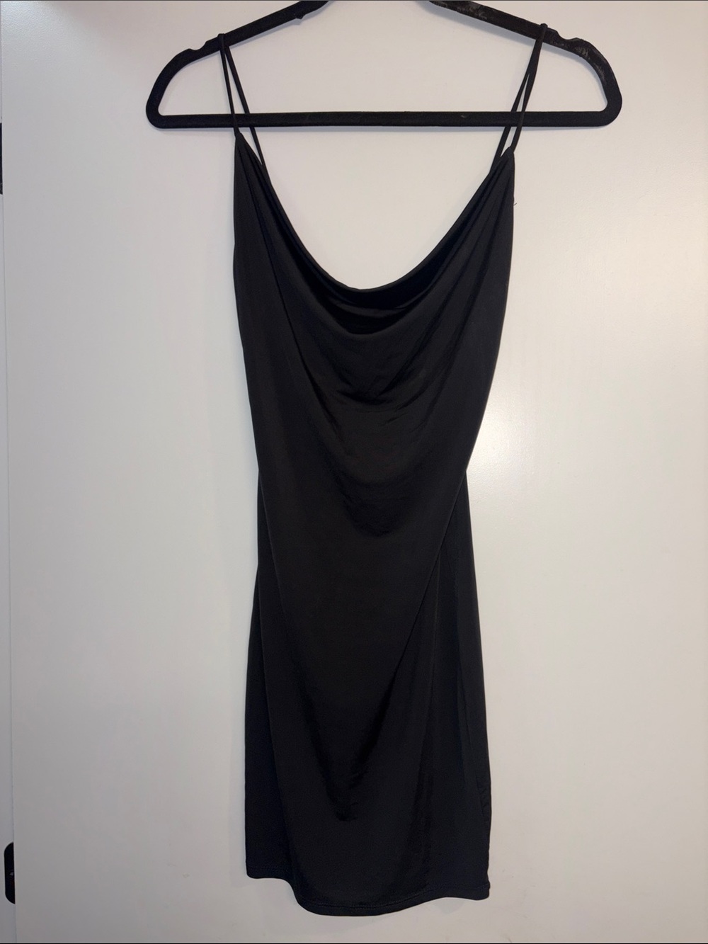 Classic Black Cowl Neck Mini Dress - Sleeveless Slip Style